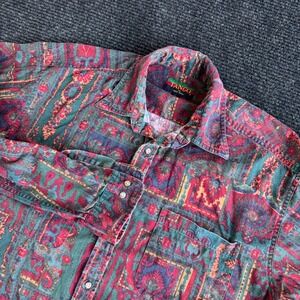 Vintage 90s Tango by Max Raab Shirt Mens L Southwestern Paisley USA Cotton